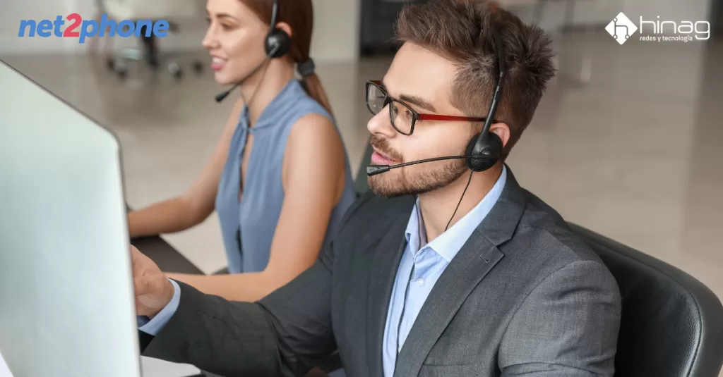 Interfaz intuitiva de Net2Phone para gestión de llamadas empresariales