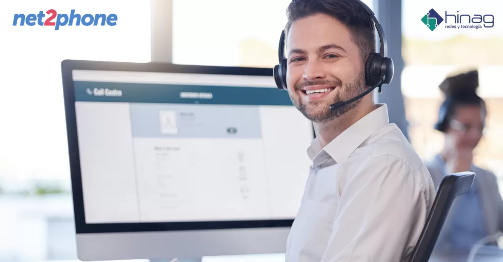Interfaz intuitiva de Net2Phone para gestión de llamadas empresariales